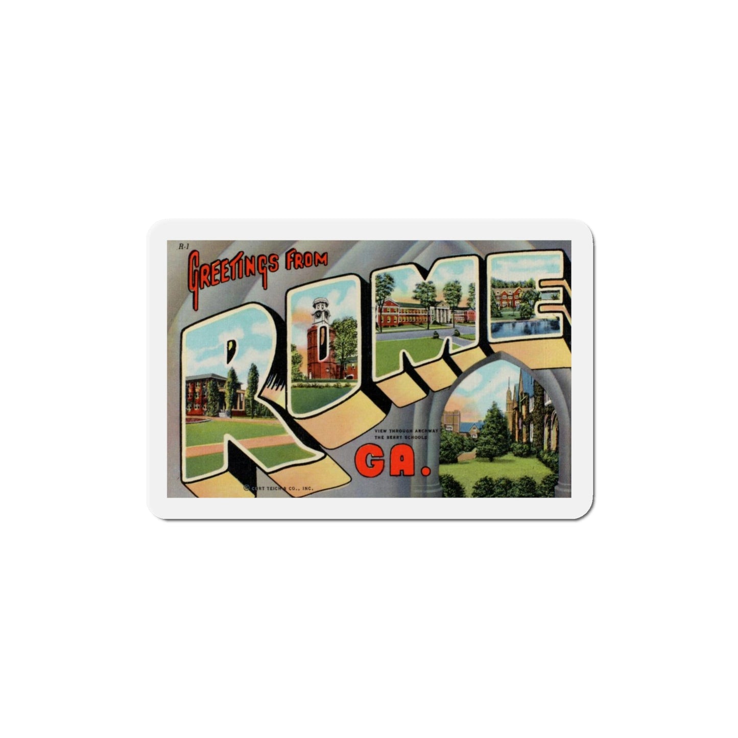 Greetings from Rome Georgia (Greeting Postcards) Die-Cut Magnet-4" x 4"-The Sticker Space