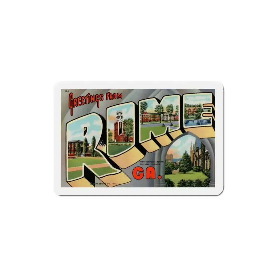 Greetings from Rome Georgia (Greeting Postcards) Refrigerator Magnet 3 Inch - The Sticker Space