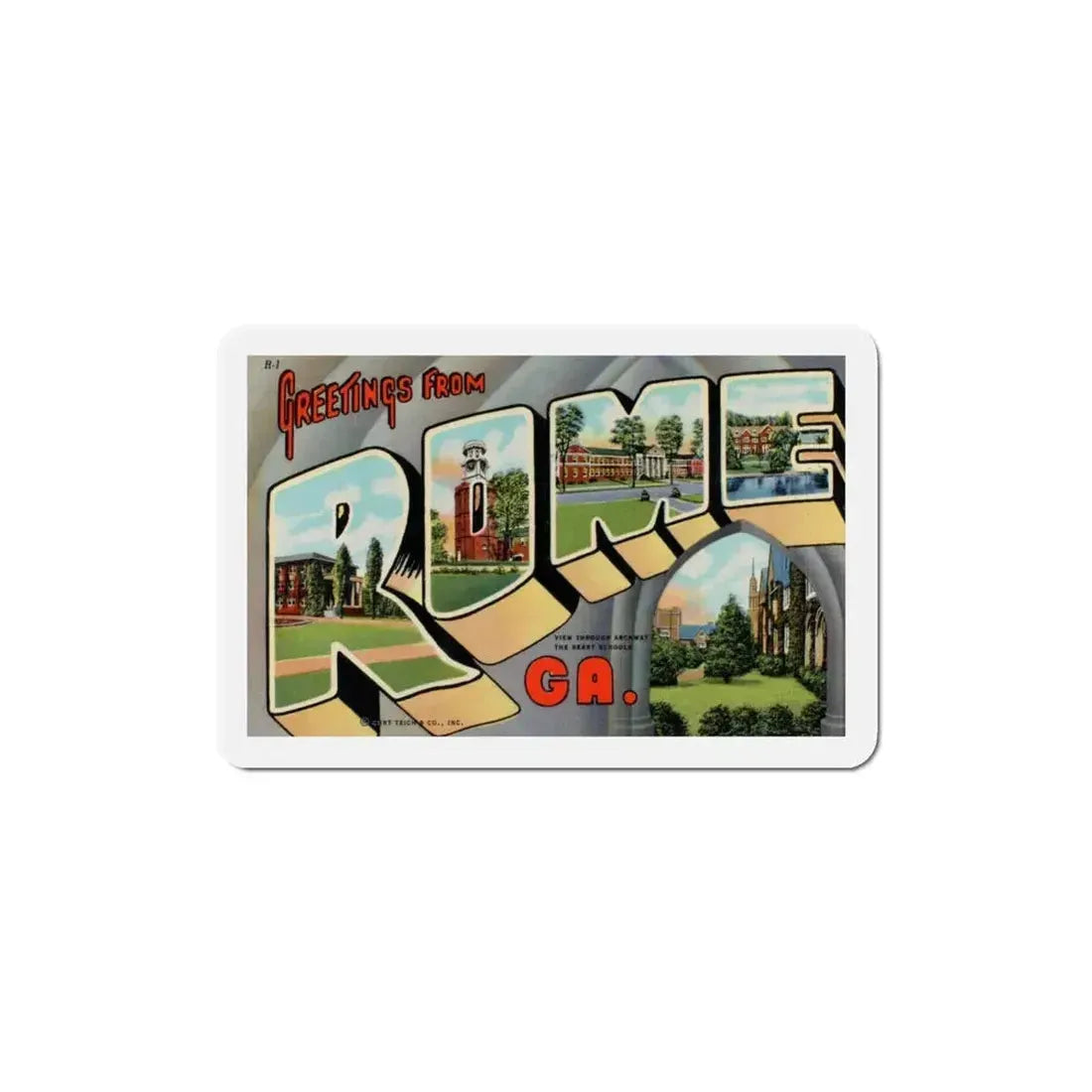 Greetings from Rome Georgia (Greeting Postcards) Refrigerator Magnet 4 Inch - The Sticker Space