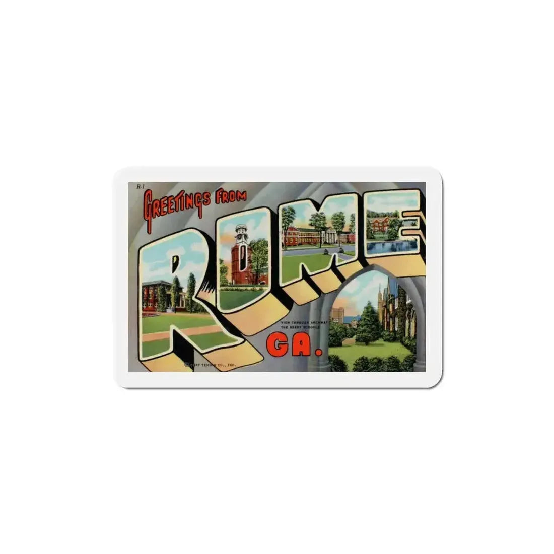 Greetings from Rome Georgia (Greeting Postcards) Refrigerator Magnet 5 Inch - The Sticker Space