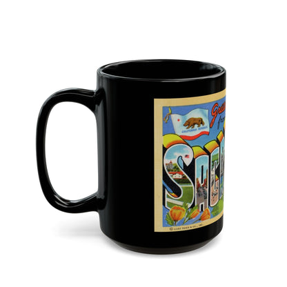 Greetings from Sacramento California (Greeting Postcards) Black Coffee Mug-The Sticker Space