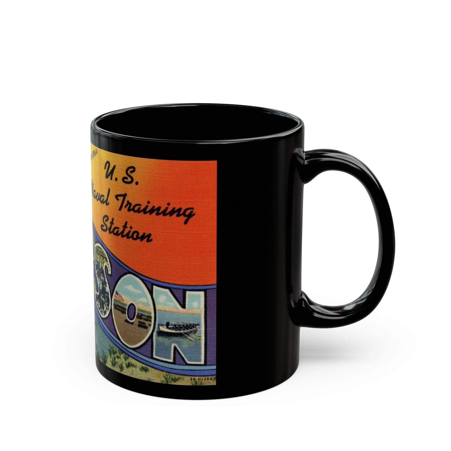 Greetings from Sampson NY (Greeting Postcards) Black Coffee Mug-The Sticker Space