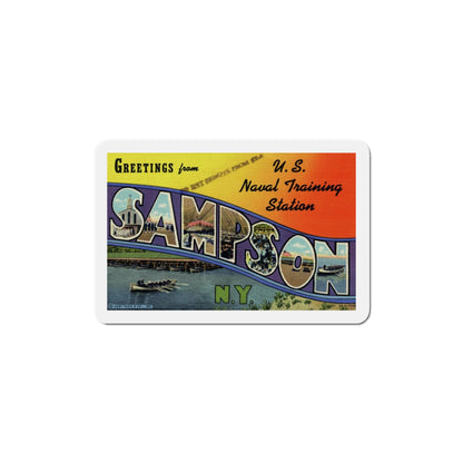 Greetings from Sampson NY (Greeting Postcards) Die-Cut Magnet-5" x 5"-The Sticker Space