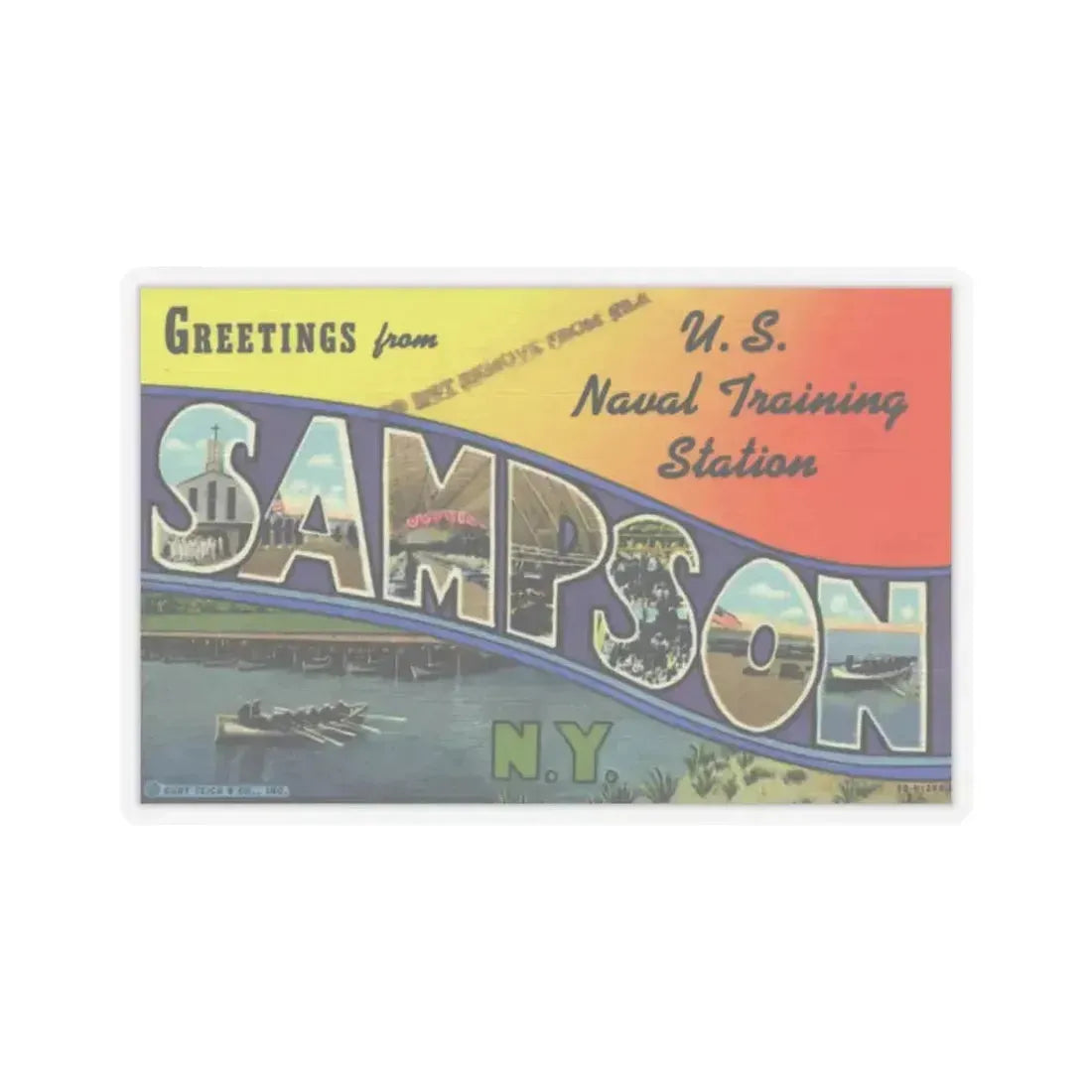 Greetings from Sampson NY (Greeting Postcards) STICKER Vinyl Kiss-Cut Decal 2 Inch Transparent - The Sticker Space