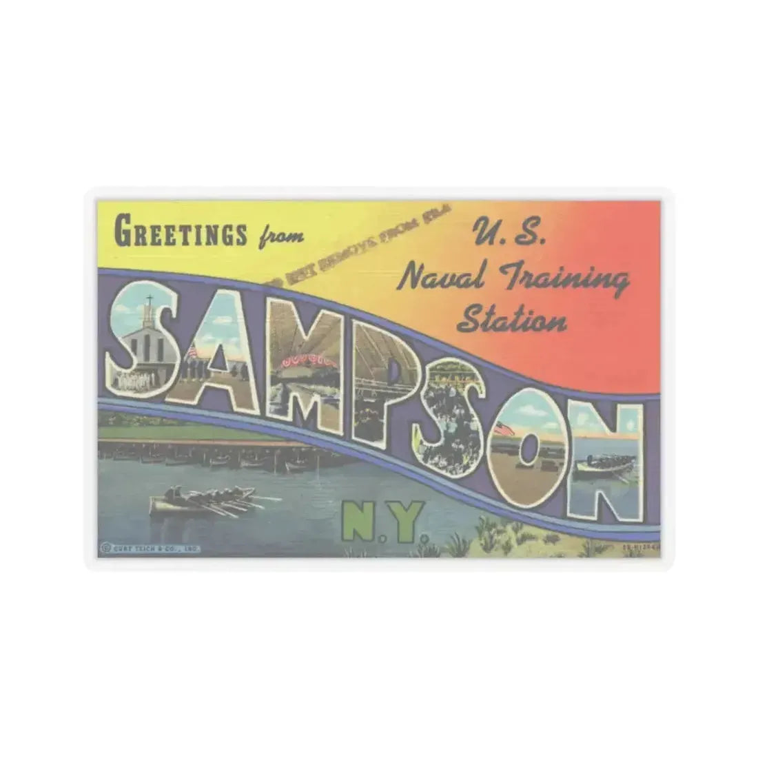 Greetings from Sampson NY (Greeting Postcards) STICKER Vinyl Kiss-Cut Decal 3 Inch Transparent - The Sticker Space