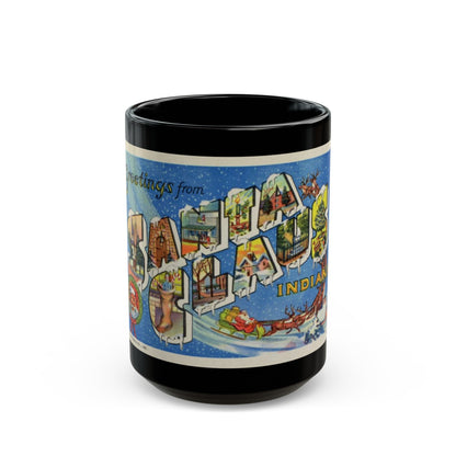 Greetings from Santa Claus Indiana (Greeting Postcards) Black Coffee Mug-15oz-The Sticker Space