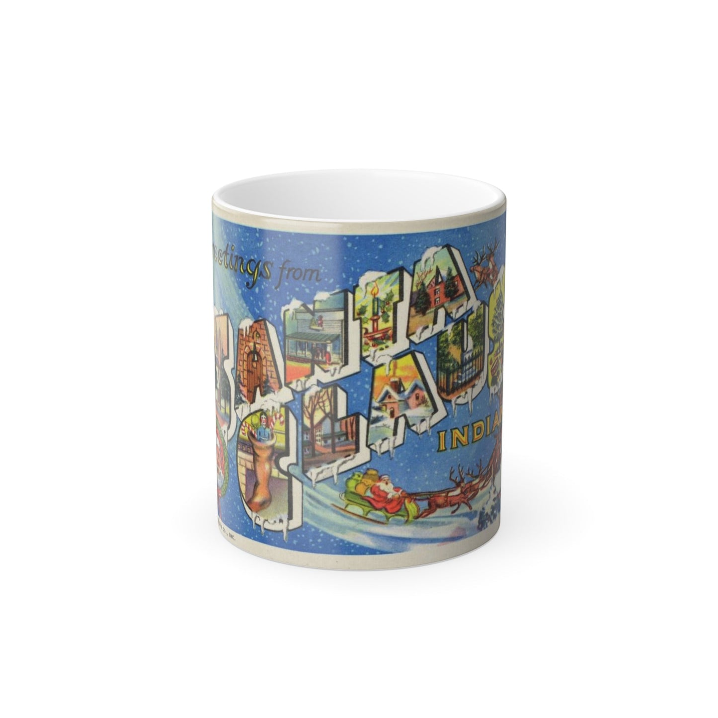 Greetings from Santa Claus Indiana (Greeting Postcards) Color Changing Mug 11oz-11oz-The Sticker Space