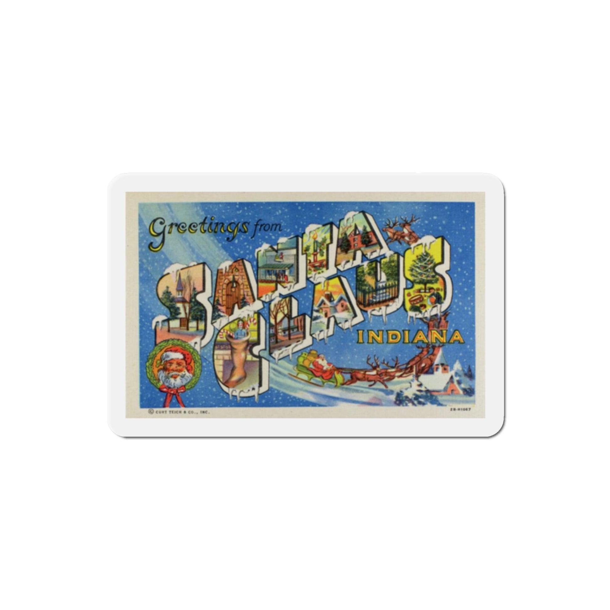 Greetings from Santa Claus Indiana (Greeting Postcards) Die-Cut Magnet-2" x 2"-The Sticker Space