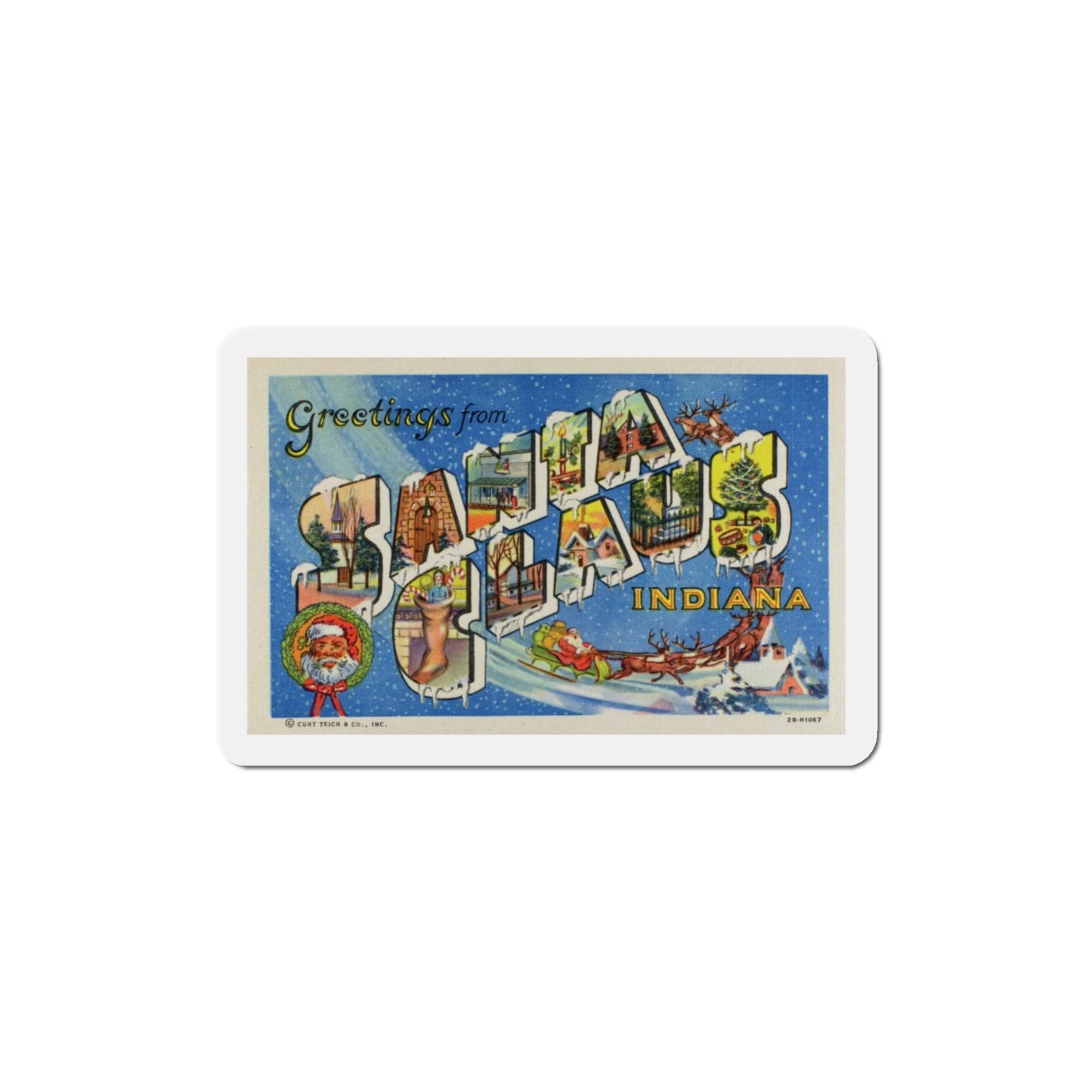 Greetings from Santa Claus Indiana (Greeting Postcards) Die-Cut Magnet-4" x 4"-The Sticker Space