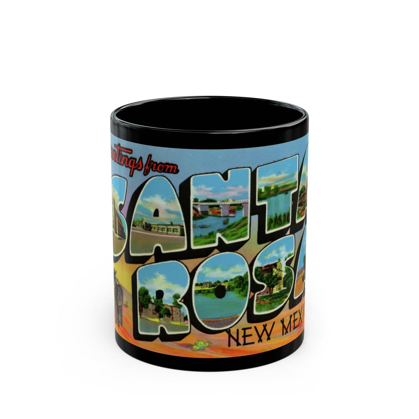 Greetings from Santa Rosa New Mexico (Greeting Postcards) Black Coffee Mug-11oz-The Sticker Space