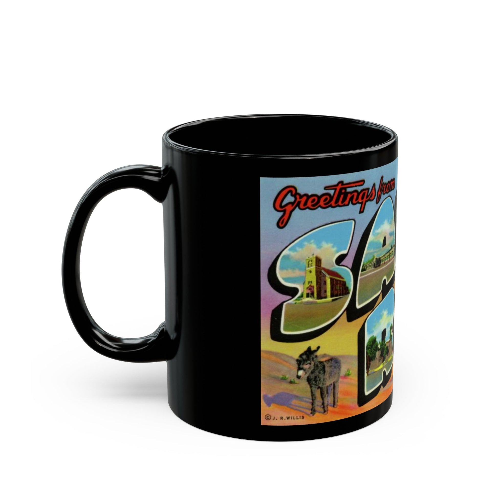 Greetings from Santa Rosa New Mexico (Greeting Postcards) Black Coffee Mug-The Sticker Space