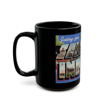 Greetings from scenic Southern Indiana (Greeting Postcards) Black Coffee Mug-The Sticker Space