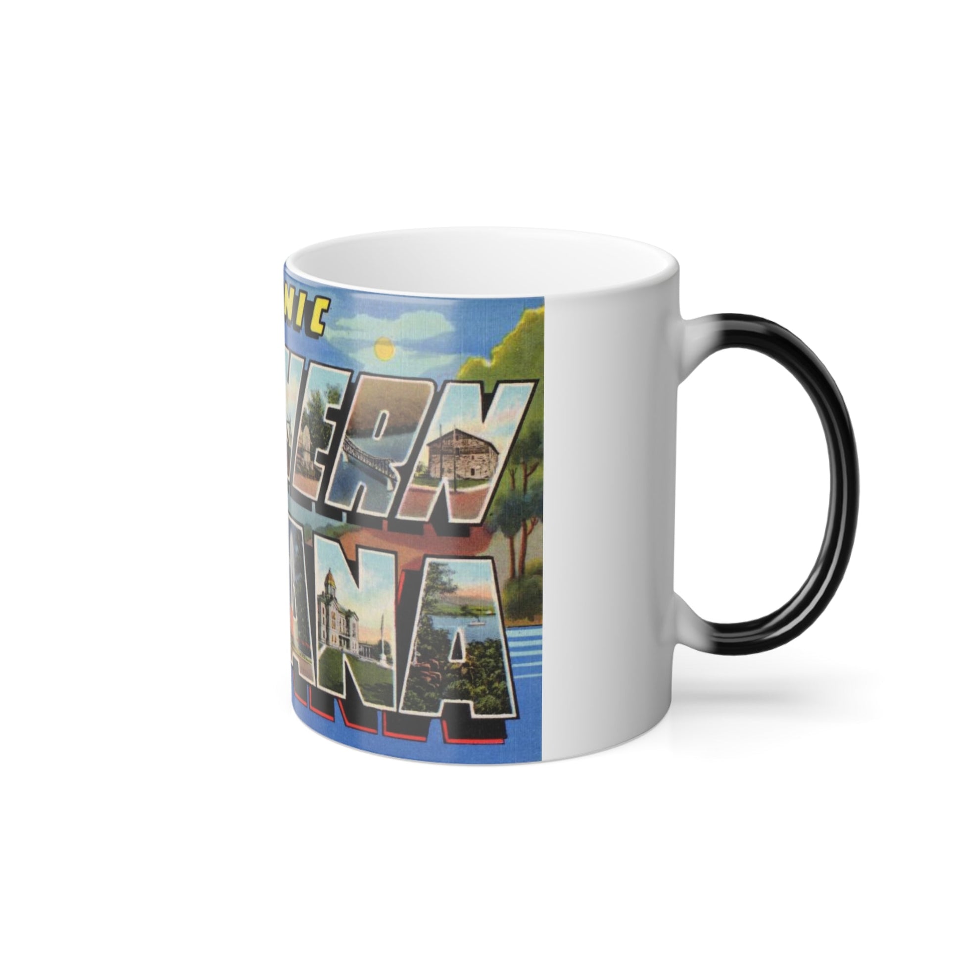 Greetings from scenic Southern Indiana (Greeting Postcards) Color Changing Mug 11oz-11oz-The Sticker Space