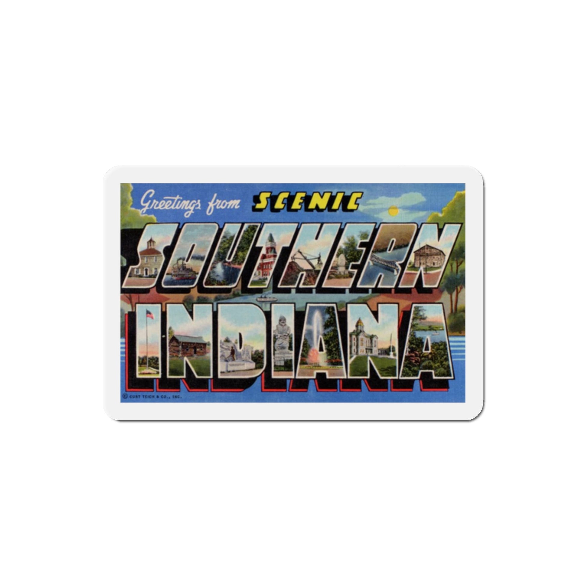 Greetings from Scenic Southern Indiana (Greeting Postcards) Die-Cut Magnet-2" x 2"-The Sticker Space