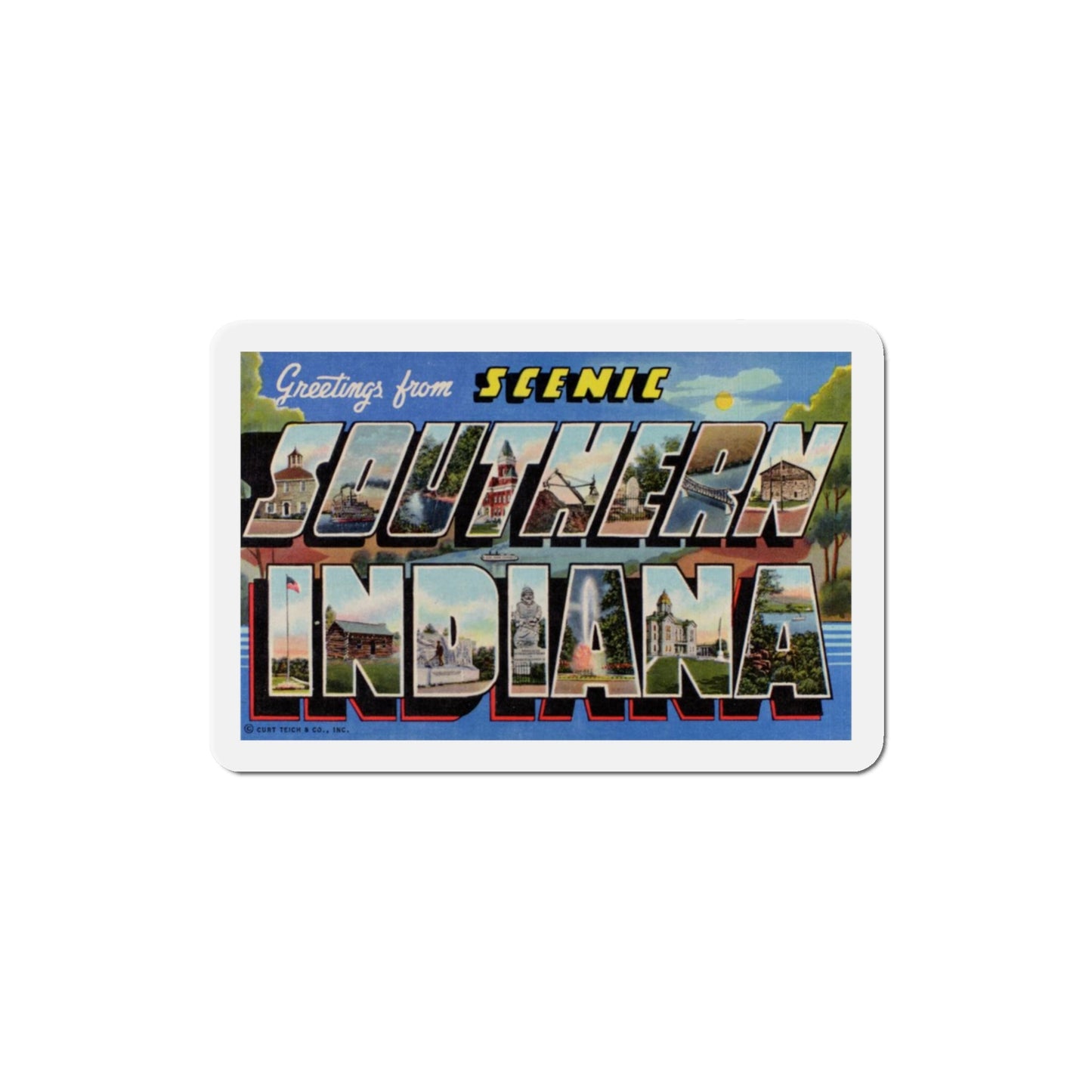 Greetings from Scenic Southern Indiana (Greeting Postcards) Die-Cut Magnet-3" x 3"-The Sticker Space