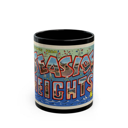 Greetings from Seaside Heights N J (Greeting Postcards) Black Coffee Mug-11oz-The Sticker Space