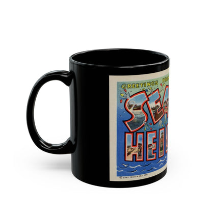 Greetings from Seaside Heights N J (Greeting Postcards) Black Coffee Mug-The Sticker Space