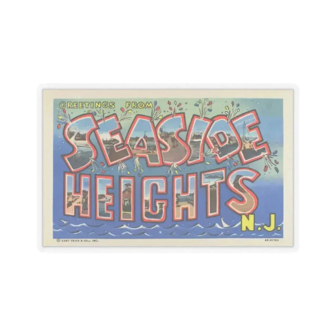 Greetings from Seaside Heights N J (Greeting Postcards) STICKER Vinyl Kiss-Cut Decal 6 Inch Transparent - The Sticker Space