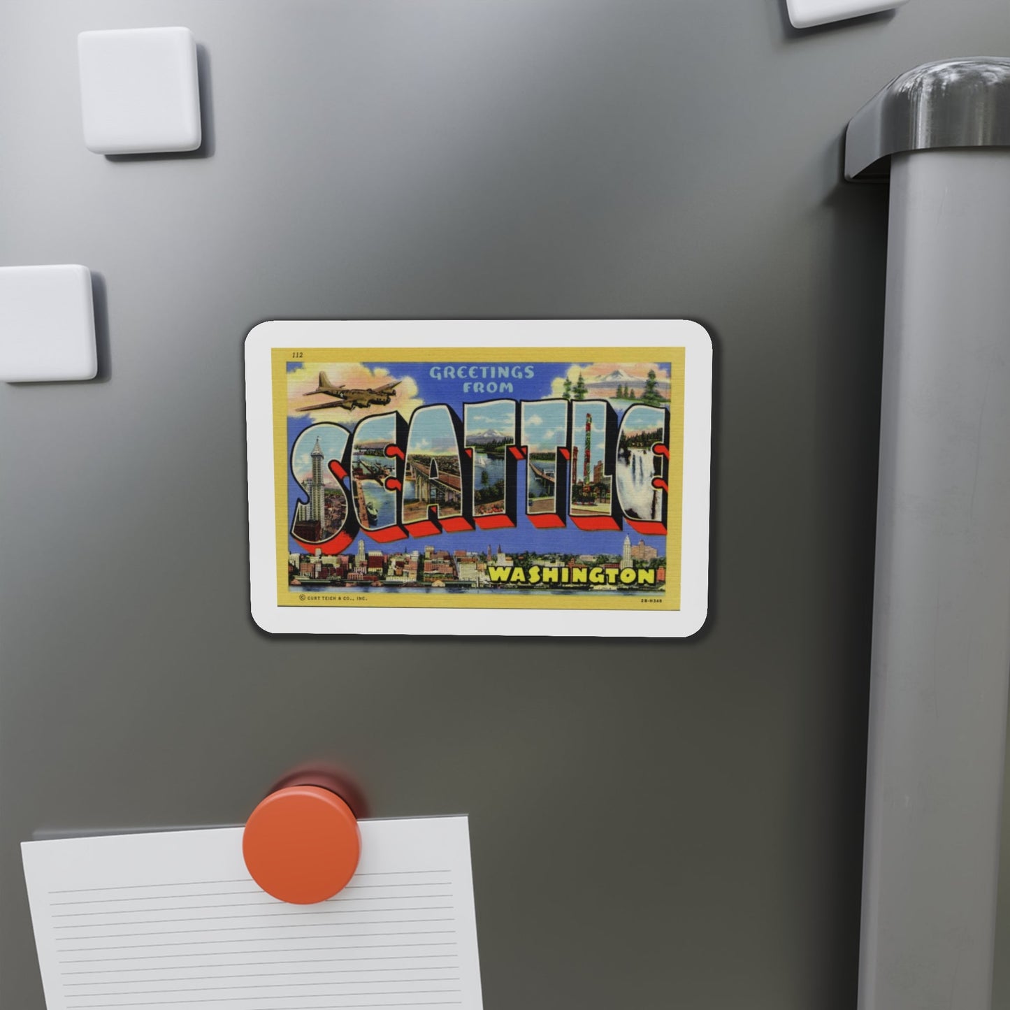 Greetings from Seattle Washington (Greeting Postcards) Die-Cut Magnet-The Sticker Space