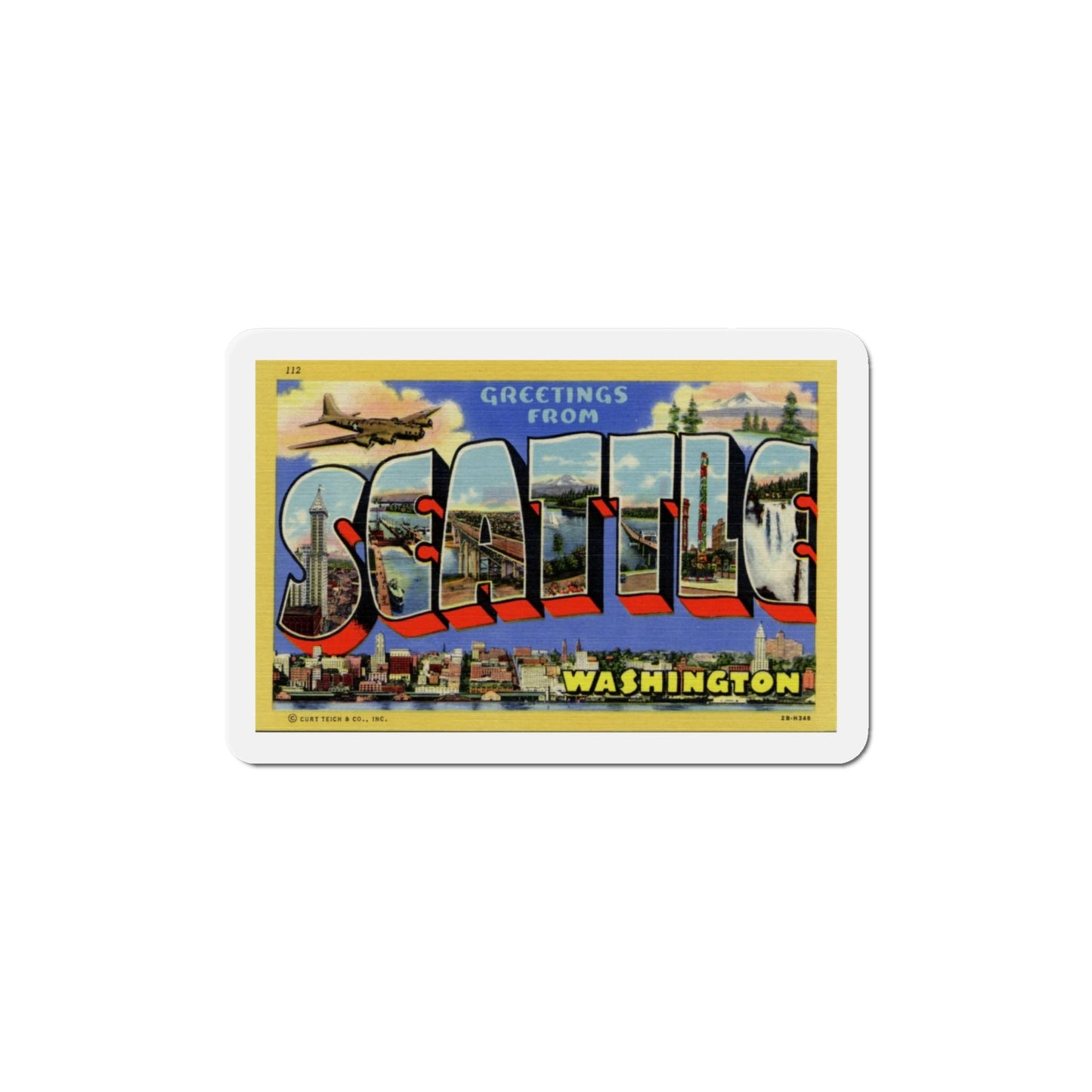 Greetings from Seattle Washington (Greeting Postcards) Die-Cut Magnet-6 × 6"-The Sticker Space