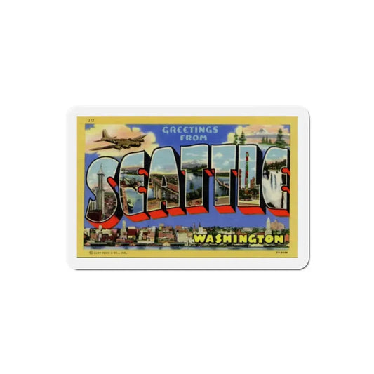 Greetings from Seattle Washington (Greeting Postcards) Refrigerator Magnet 2 Inch - The Sticker Space