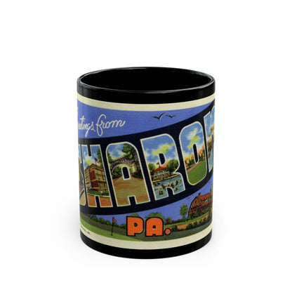 Greetings from Sharon PA (Greeting Postcards) Black Coffee Mug-11oz-The Sticker Space