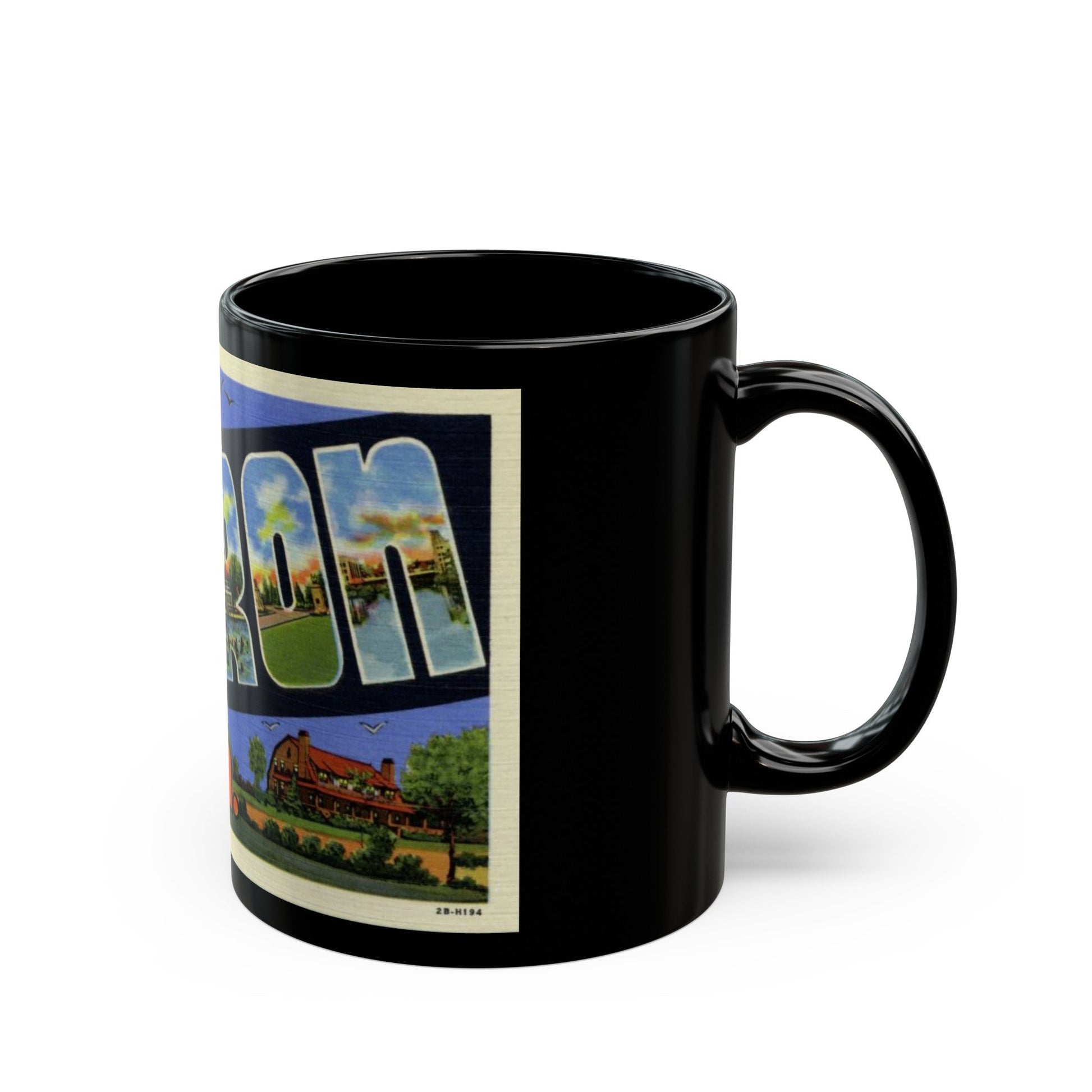 Greetings from Sharon PA (Greeting Postcards) Black Coffee Mug-The Sticker Space