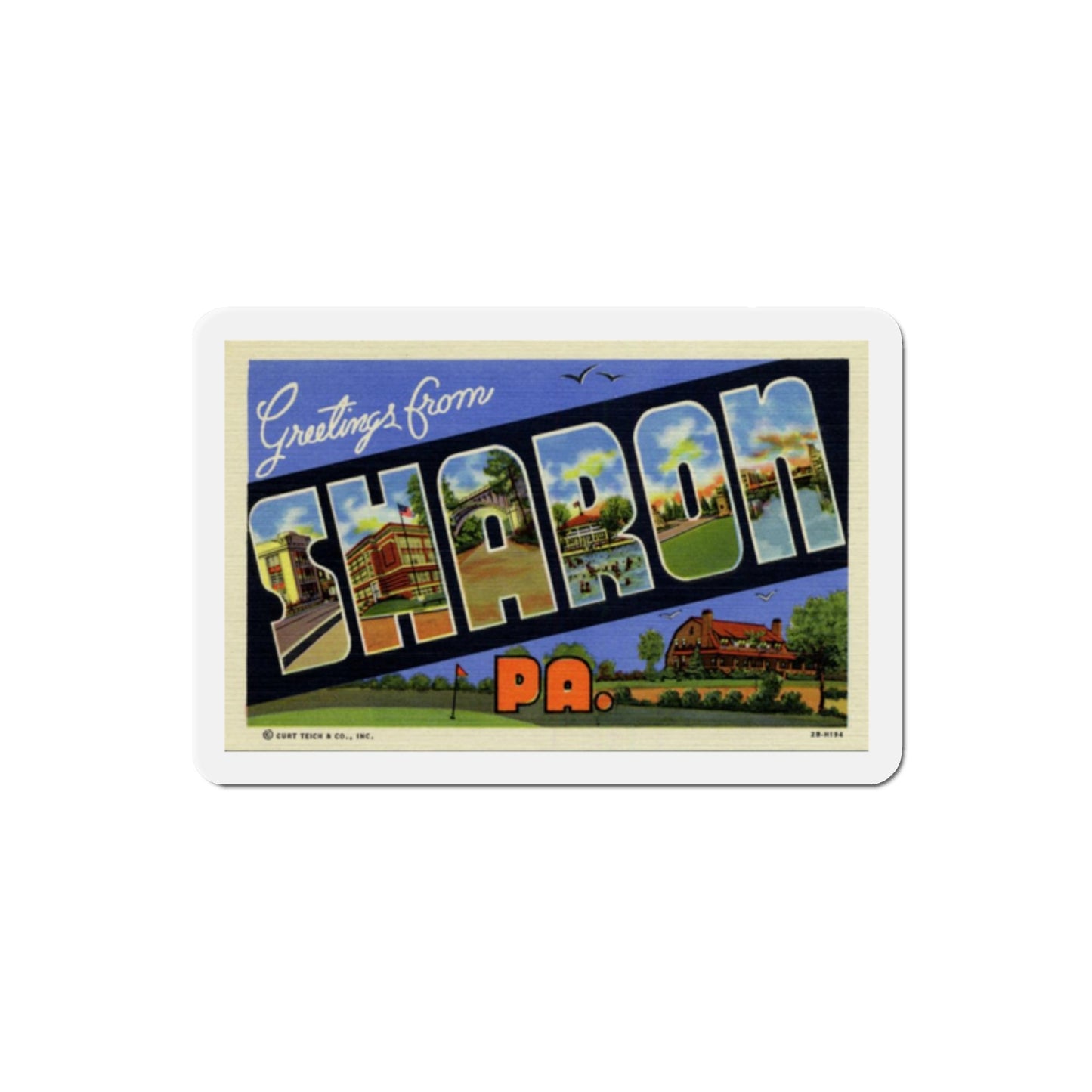 Greetings from Sharon PA (Greeting Postcards) Die-Cut Magnet-2" x 2"-The Sticker Space