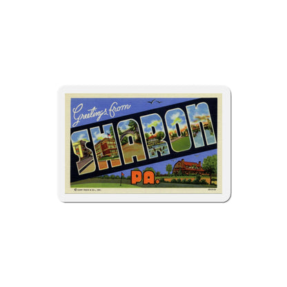 Greetings from Sharon PA (Greeting Postcards) Die-Cut Magnet-4" x 4"-The Sticker Space