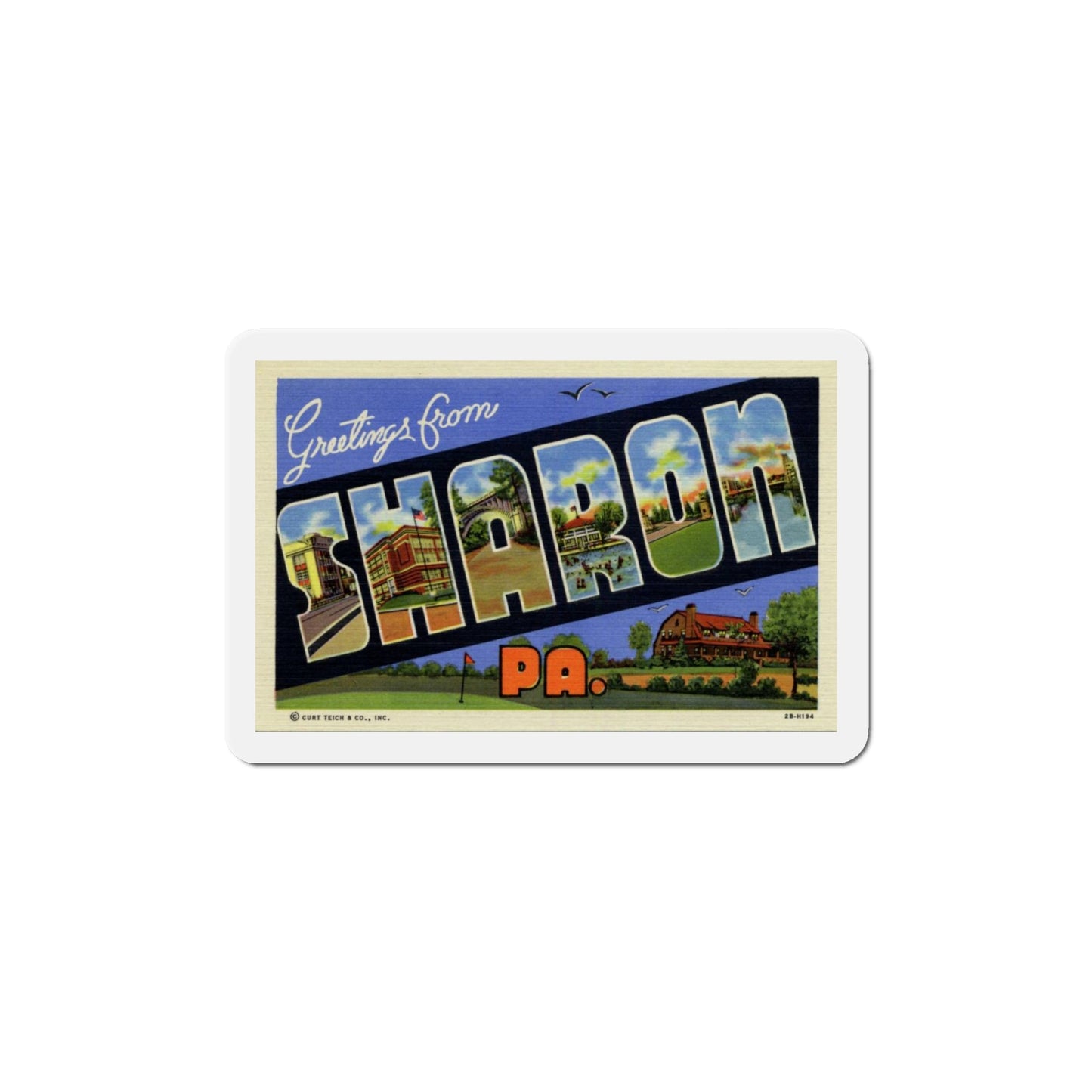 Greetings from Sharon PA (Greeting Postcards) Die-Cut Magnet-6 × 6"-The Sticker Space