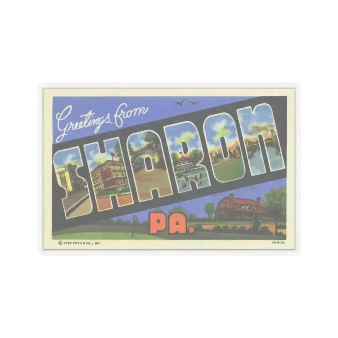 Greetings from Sharon PA (Greeting Postcards) STICKER Vinyl Kiss-Cut Decal 6 Inch Transparent - The Sticker Space