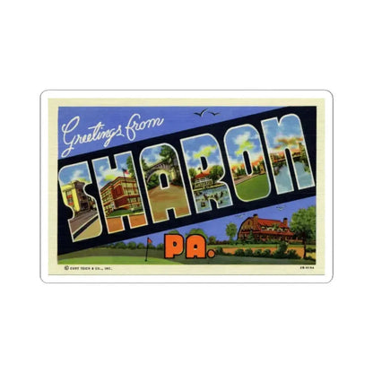Greetings from Sharon PA (Greeting Postcards) STICKER Vinyl Kiss-Cut Decal 6 Inch White - The Sticker Space