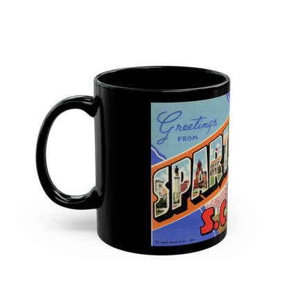 Greetings from Spartanburg SC (Greeting Postcards) Black Coffee Mug-The Sticker Space