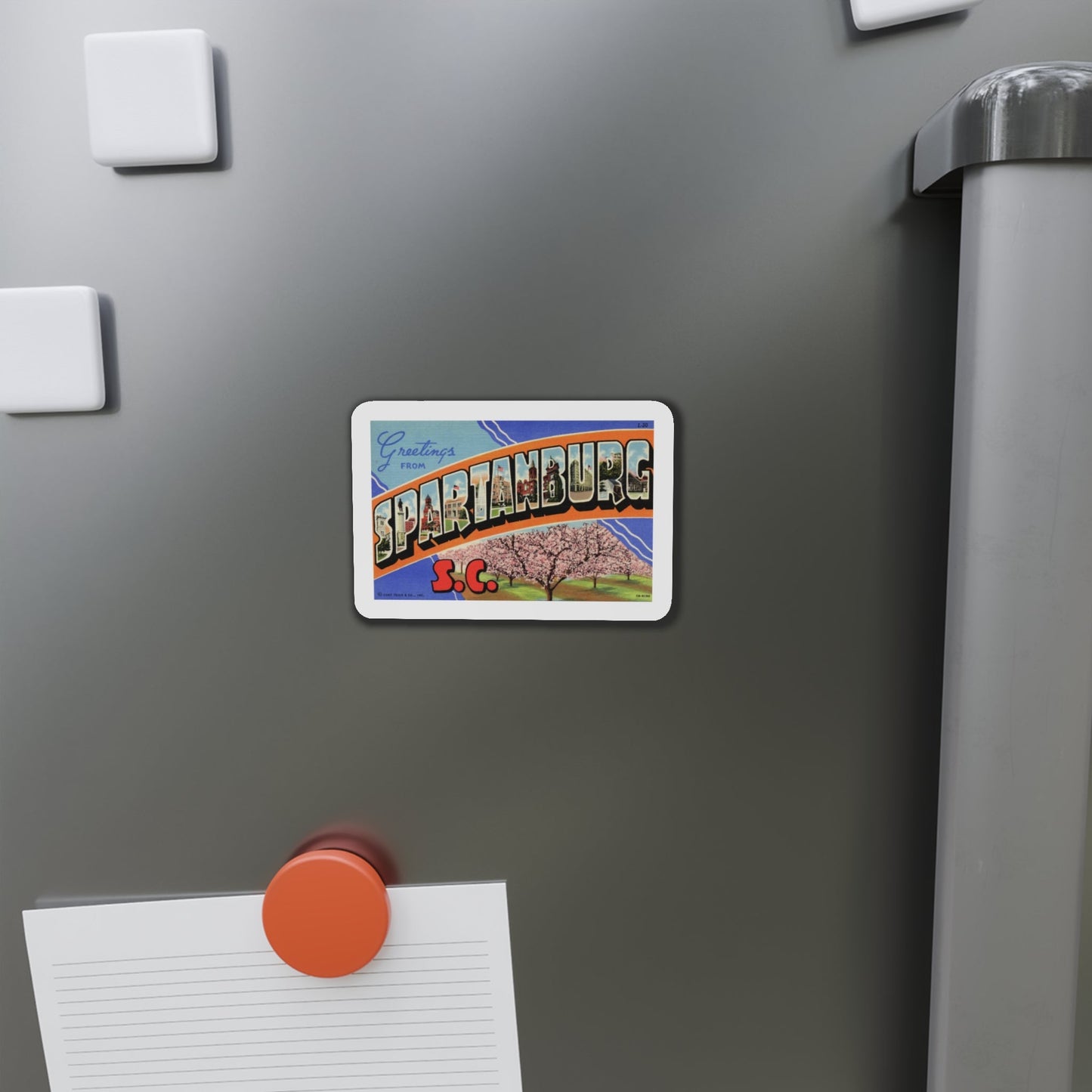 Greetings from Spartanburg SC (Greeting Postcards) Die-Cut Magnet-The Sticker Space