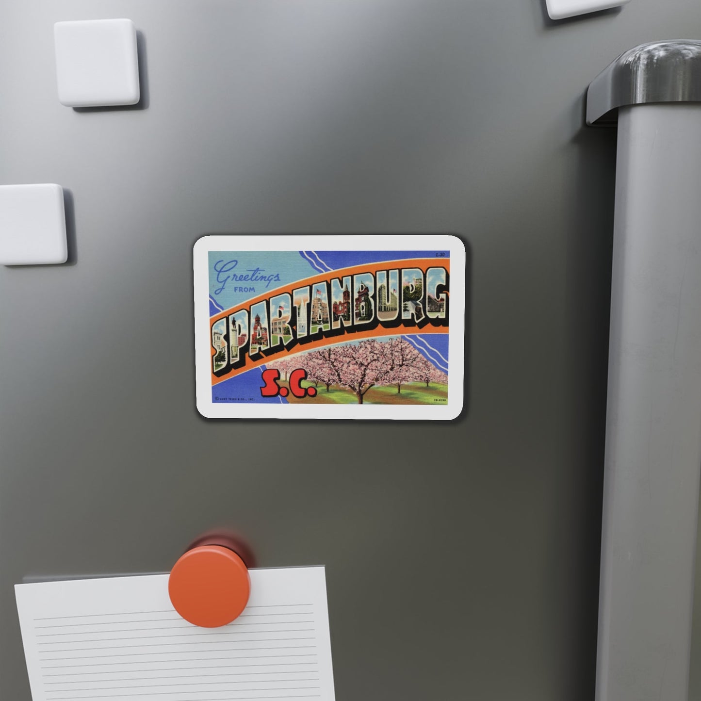 Greetings from Spartanburg SC (Greeting Postcards) Die-Cut Magnet-The Sticker Space