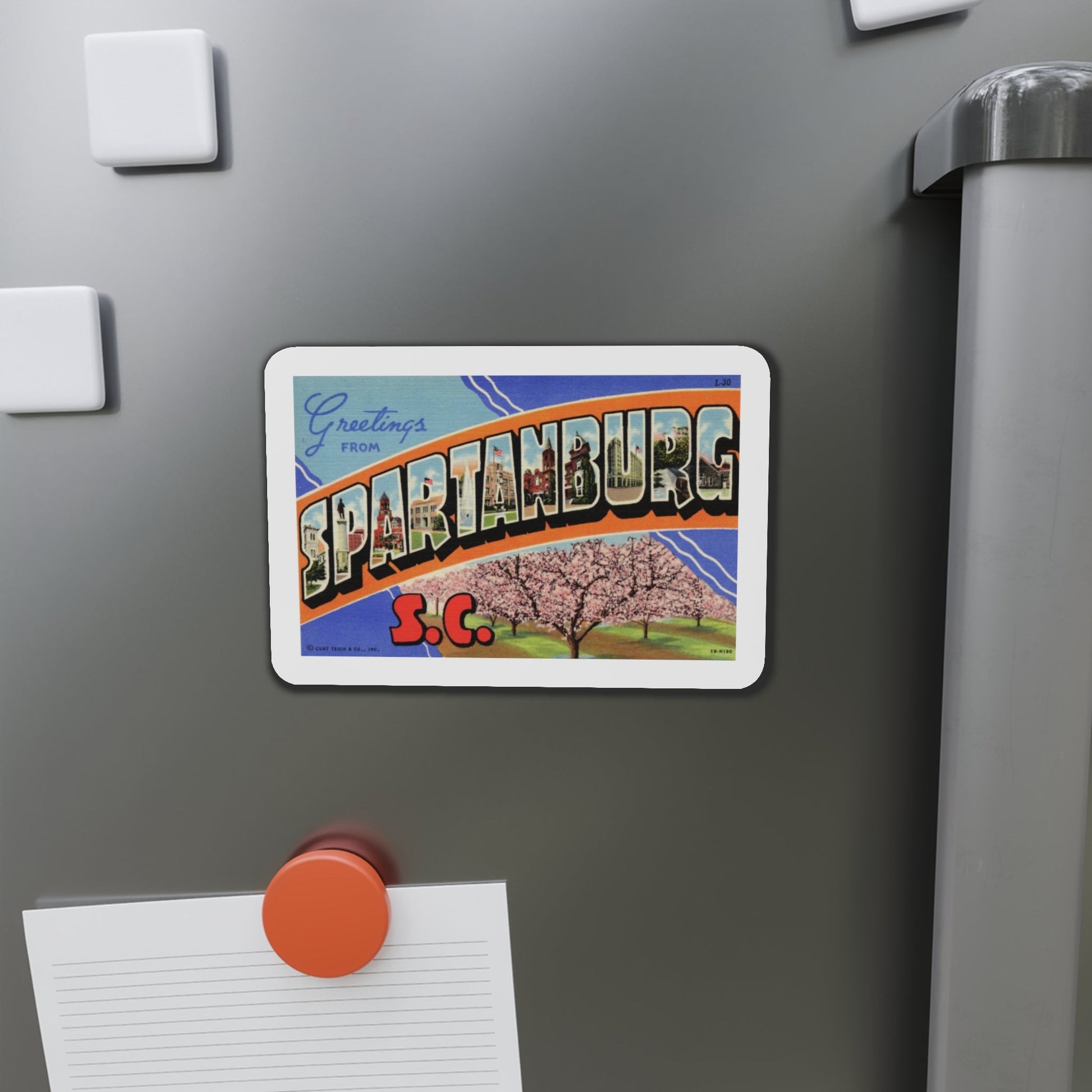 Greetings from Spartanburg SC (Greeting Postcards) Die-Cut Magnet-The Sticker Space