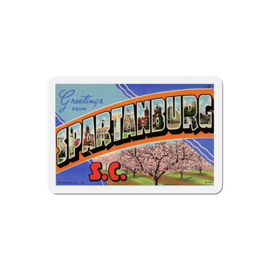 Greetings from Spartanburg SC (Greeting Postcards) Die-Cut Magnet-2" x 2"-The Sticker Space