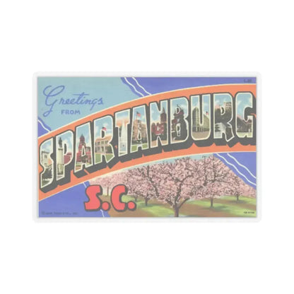 Greetings from Spartanburg SC (Greeting Postcards) STICKER Vinyl Kiss-Cut Decal 2 Inch Transparent - The Sticker Space