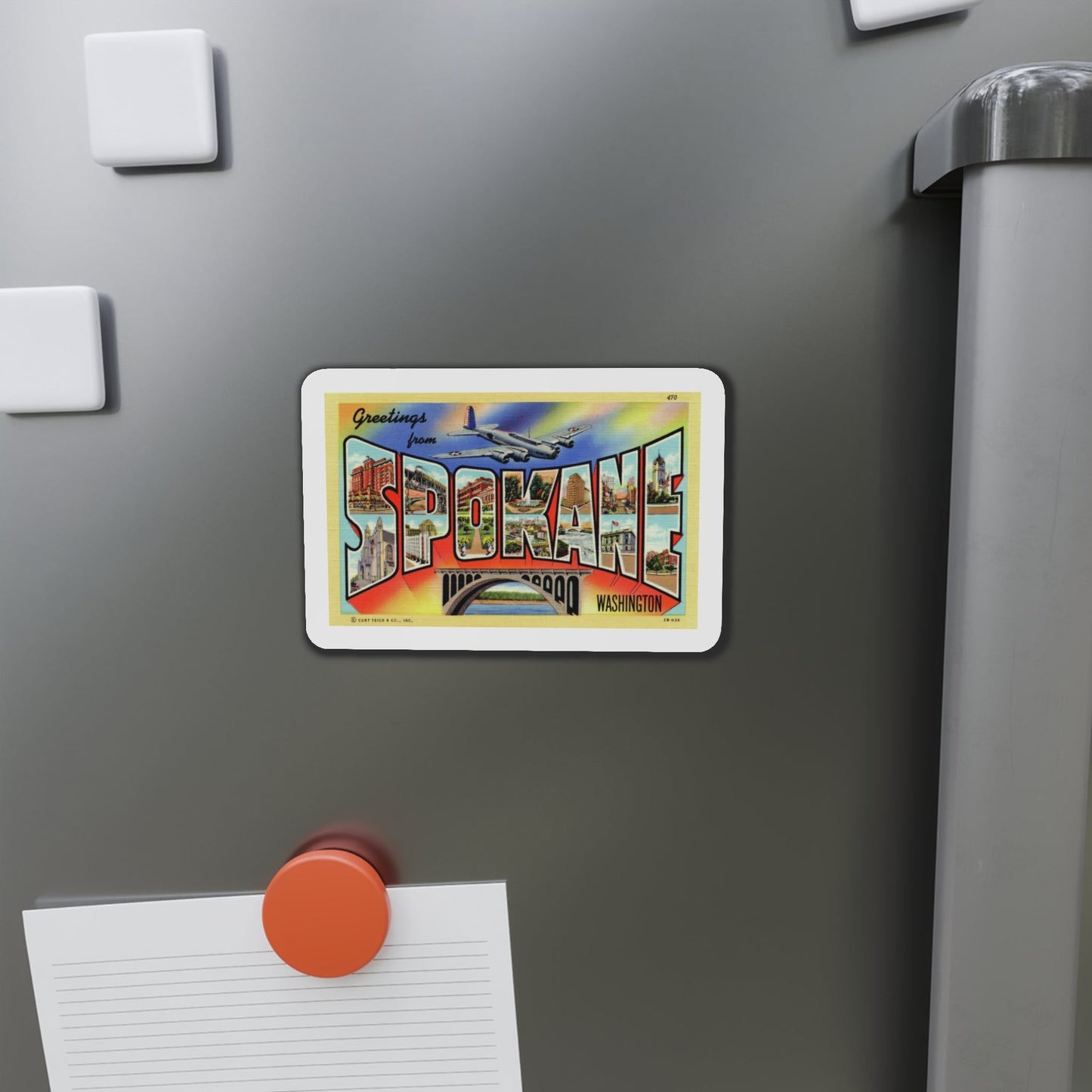 Greetings from Spokane Washington (Greeting Postcards) Die-Cut Magnet-The Sticker Space