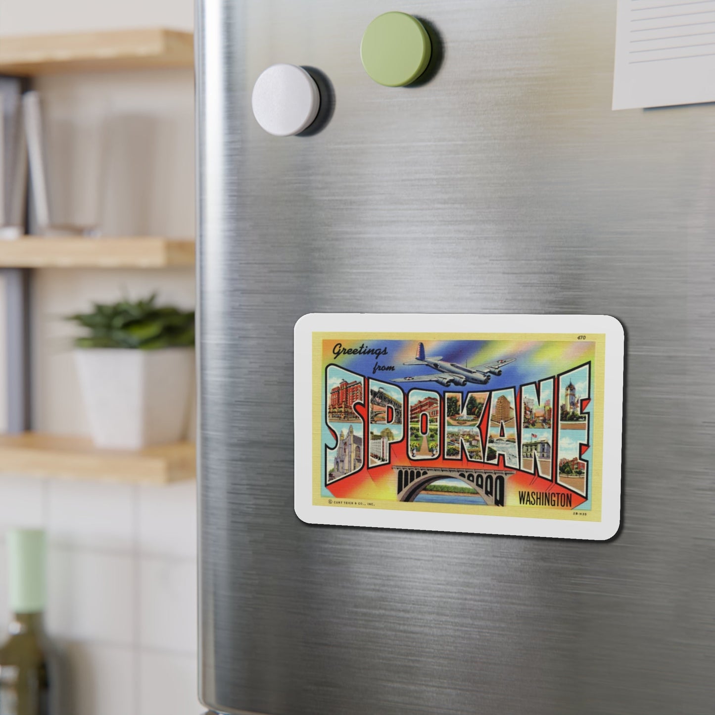 Greetings from Spokane Washington (Greeting Postcards) Die-Cut Magnet-The Sticker Space