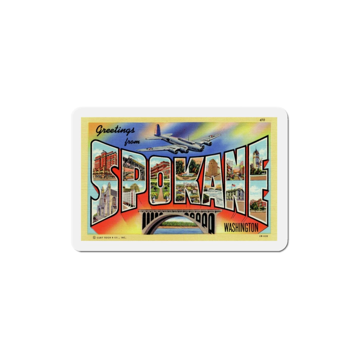 Greetings from Spokane Washington (Greeting Postcards) Die-Cut Magnet-4" x 4"-The Sticker Space