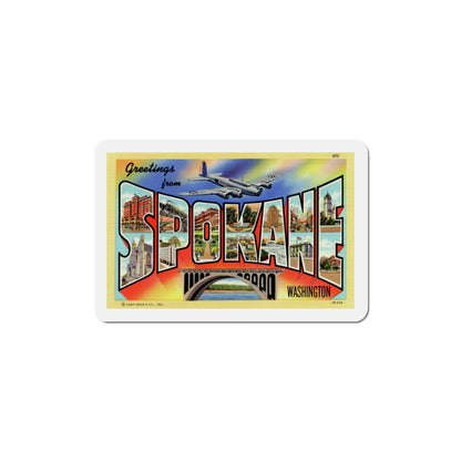 Greetings from Spokane Washington (Greeting Postcards) Die-Cut Magnet-5" x 5"-The Sticker Space