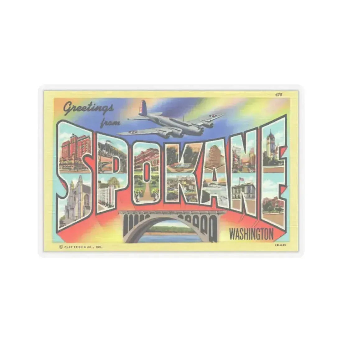 Greetings from Spokane Washington (Greeting Postcards) STICKER Vinyl Kiss-Cut Decal 6 Inch Transparent - The Sticker Space