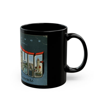 Greetings from St Louis Missouri (Greeting Postcards) Black Coffee Mug-The Sticker Space