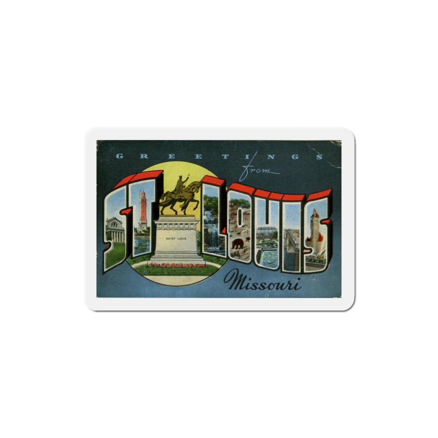 Greetings from St Louis Missouri (Greeting Postcards) Die-Cut Magnet-The Sticker Space