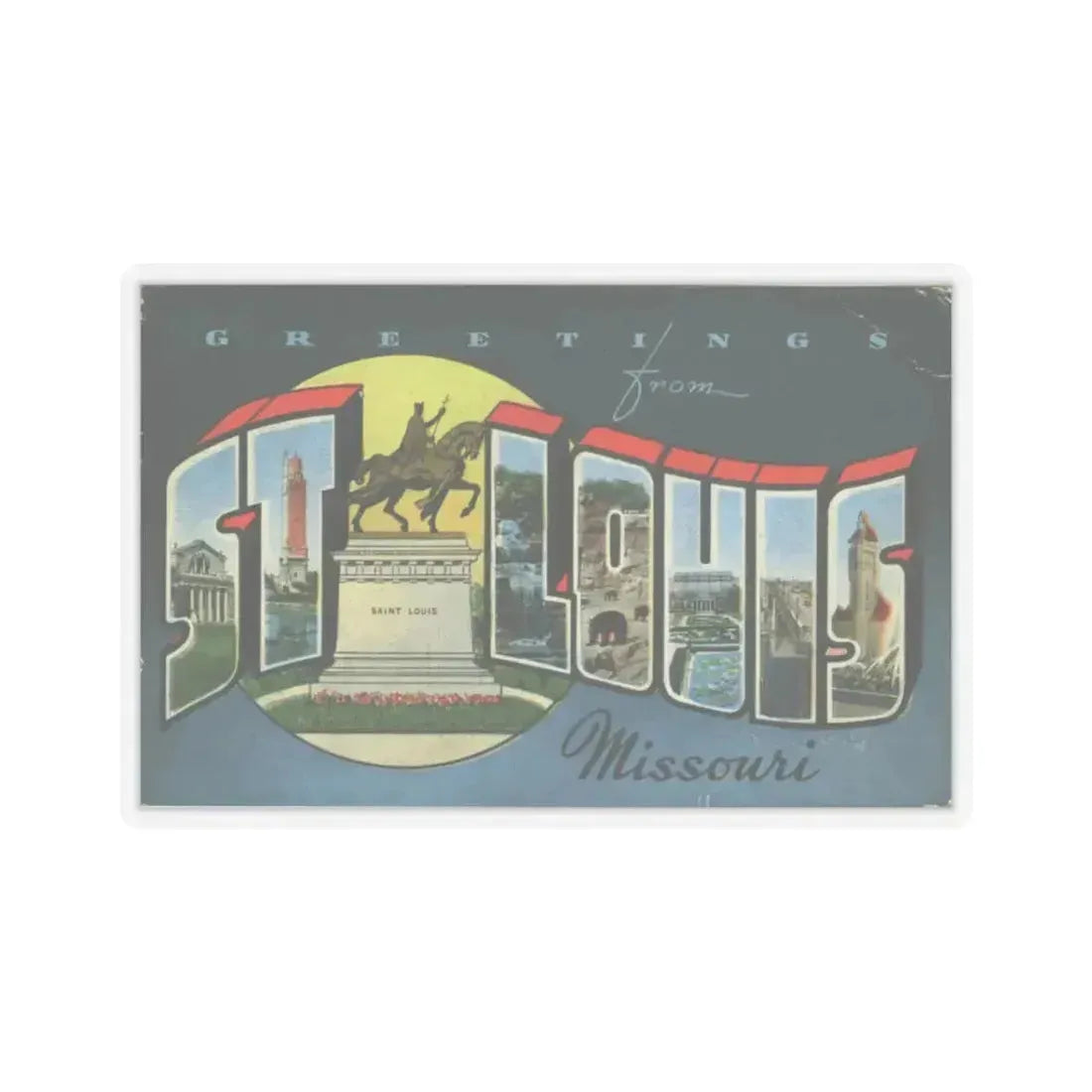 Greetings from St Louis Missouri (Greeting Postcards) STICKER Vinyl Kiss-Cut Decal 3 Inch Transparent - The Sticker Space