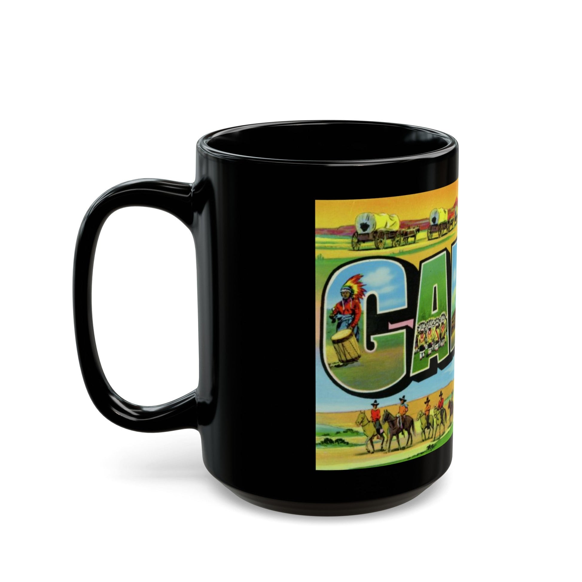 Greetings from the Indian capital Gallup New Mexico (Greeting Postcards) Black Coffee Mug-The Sticker Space