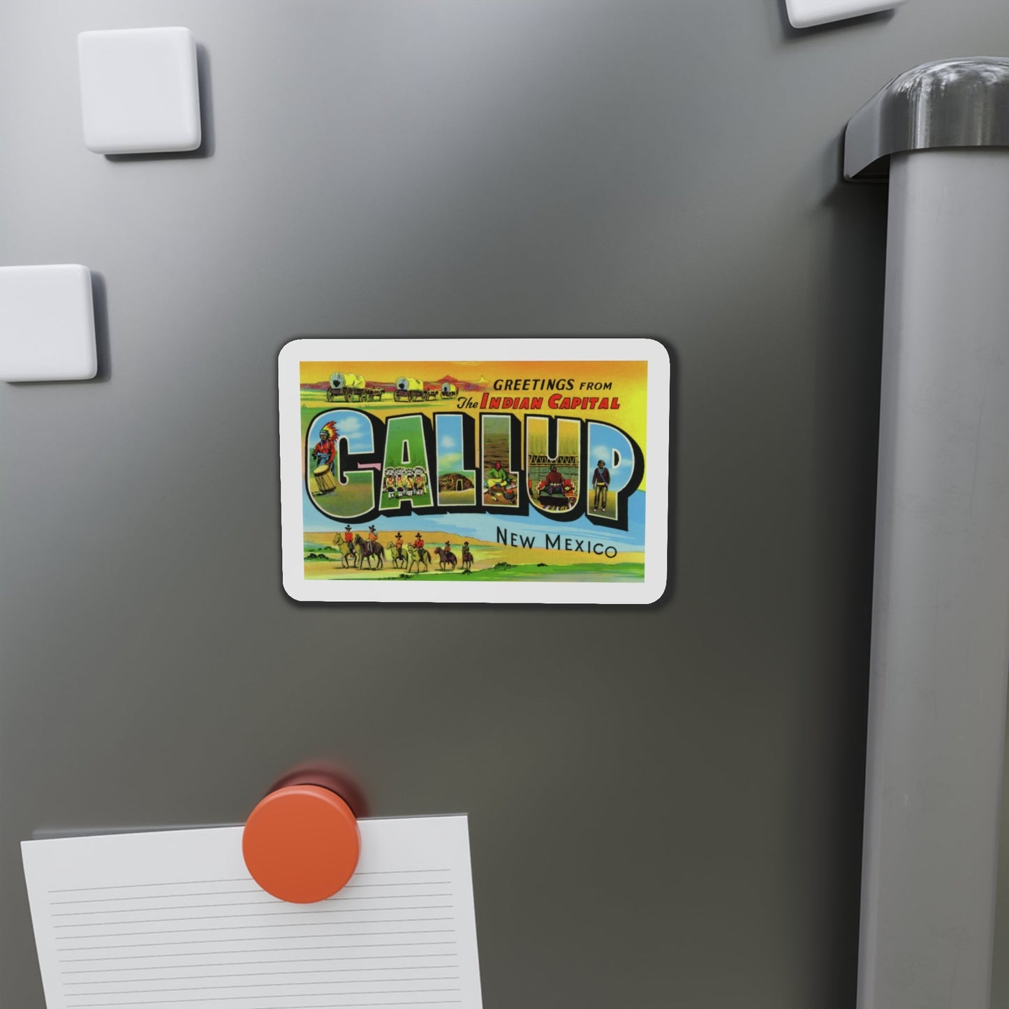 Greetings from the Indian capital Gallup New Mexico (Greeting Postcards) Die-Cut Magnet-The Sticker Space