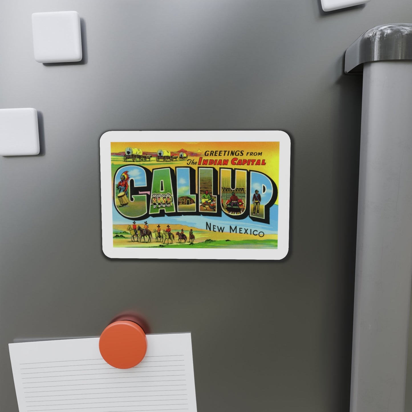 Greetings from the Indian capital Gallup New Mexico (Greeting Postcards) Die-Cut Magnet-The Sticker Space