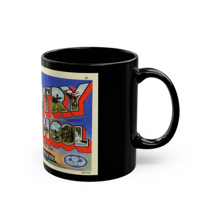 Greetings from the Infantry School Ft Benning GA (Greeting Postcards) Black Coffee Mug-The Sticker Space